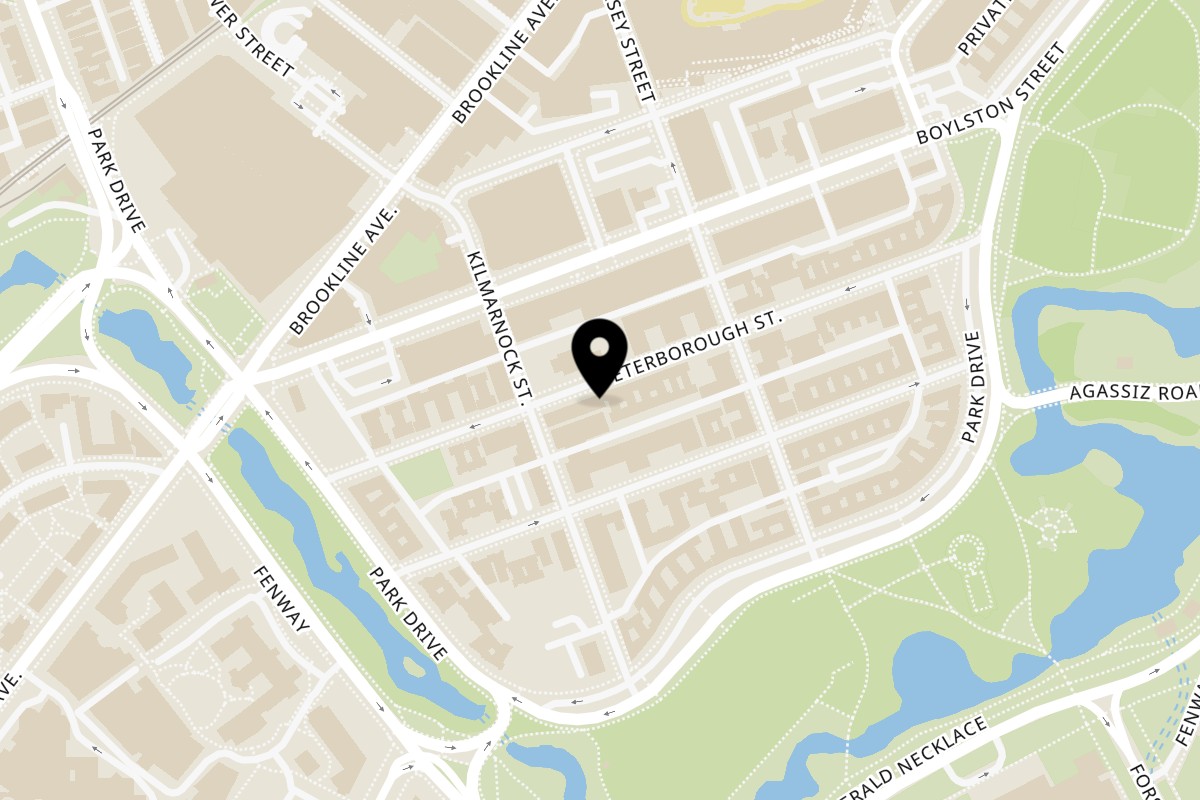 Map showing the location of WOW TIKKA Peterborough Street on 84 Peterborough St in Boston